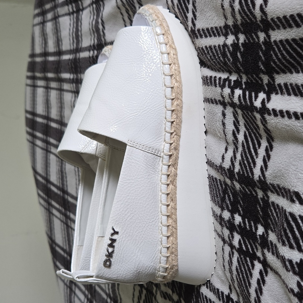 DKNY White Peep Toe Platforms